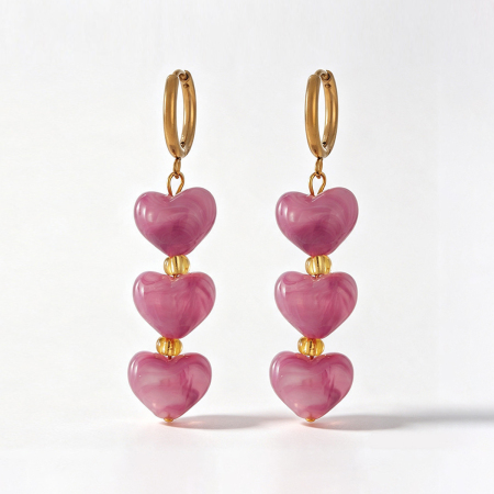 Boucles D'Oreilles À Perles En Résine Dégradée En Forme De Cœur Pour Femmes 2