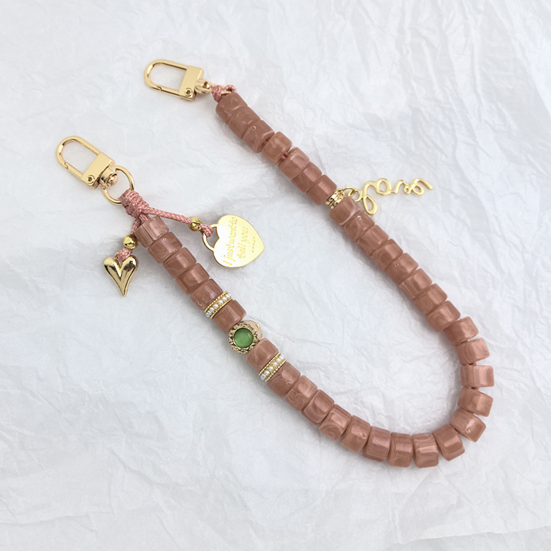 Chaîne De Téléphone En Acrylique Dégradé De Couleurs, Ornée De Perles En Forme De Cœur Et De Lettres Simples Et Décontractées. h5Image6
