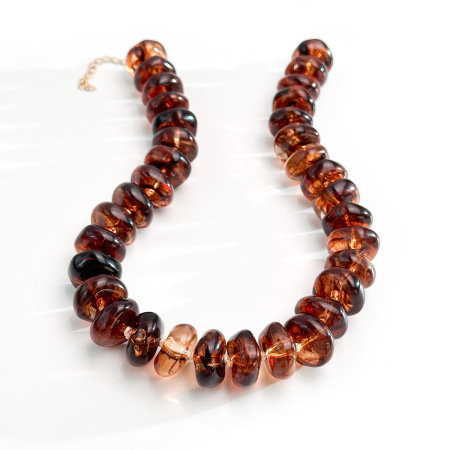 Colliers De Perles Rétro Simples En Résine À Dégradé De Couleurs Pour Femmes