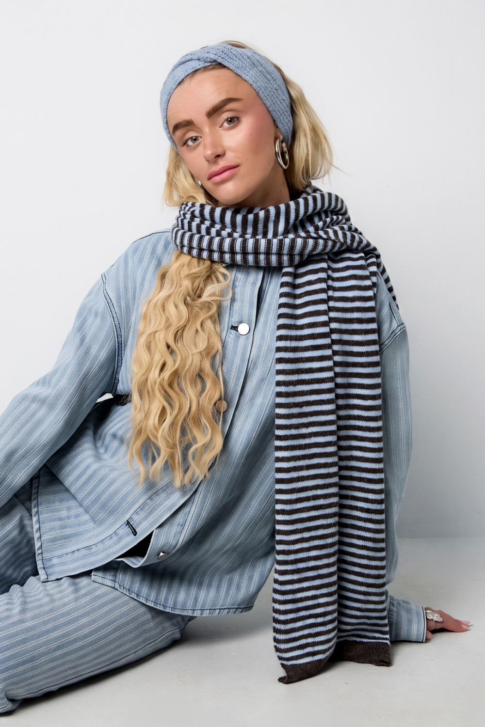 Écharpes D'Hiver À Rayures En Polyester Décontracté, Accessoires Du Quotidien h5Image4