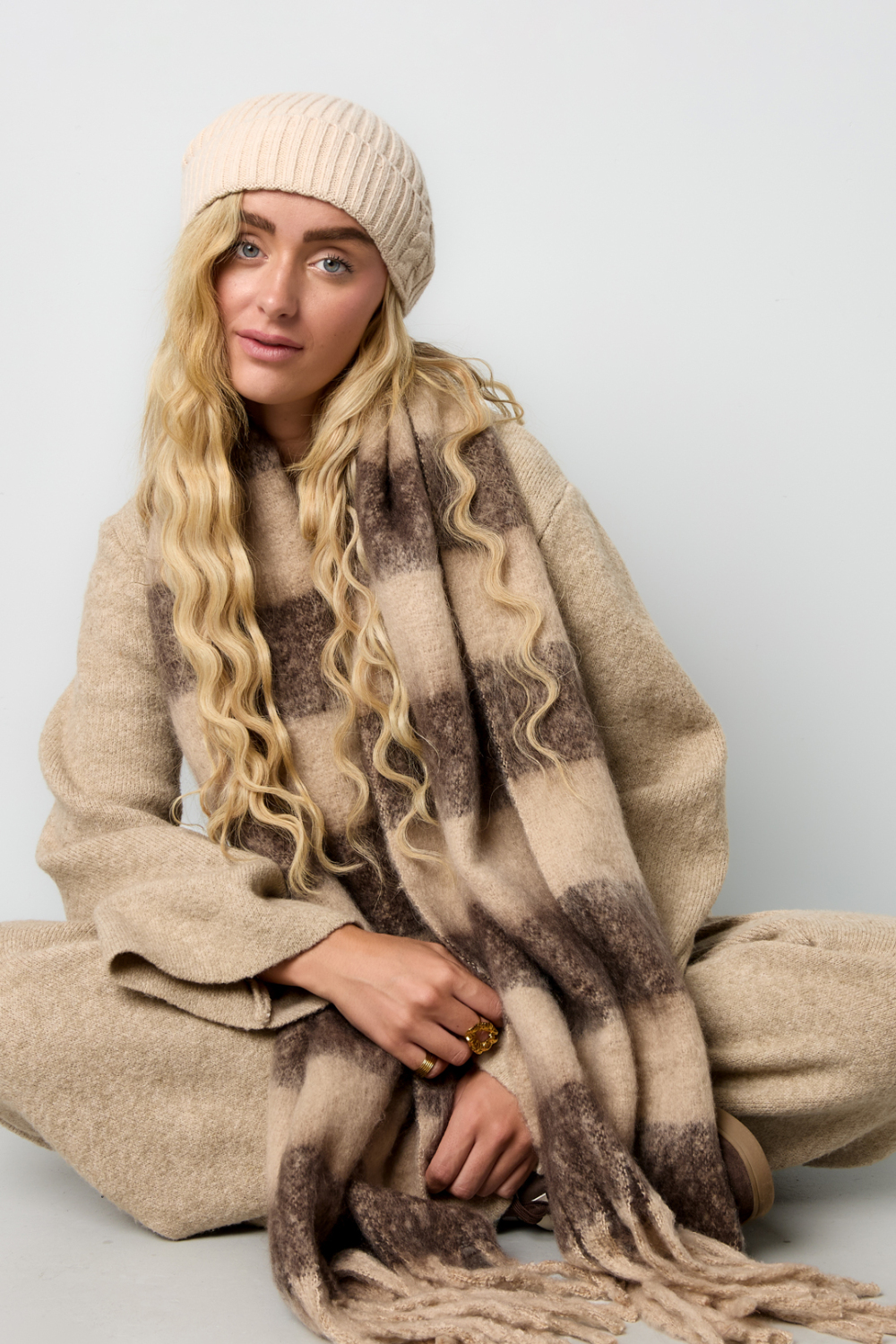Écharpes D'Hiver À Rayures En Polyester Décontracté, Accessoires Du Quotidien h5Image4