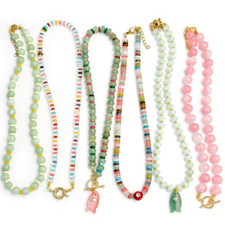 Colliers De Perles Élégants Pour Femmes, Collection Romantique, Motif Poisson Dégradé De Couleurs, Pierres Naturelles, Couleur Or 2