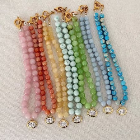 Colliers De Perles Pour Femmes, Collection Simple Sweet Beads Circle, Pierres Naturelles, Zircon Couleur Or 2