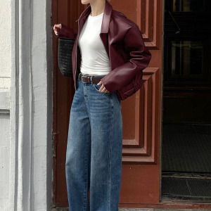 Vestes Et Manteaux Rétro Unis, Coupe Classique, Polyvalents Et Élégants, Style Motard h5 Image2