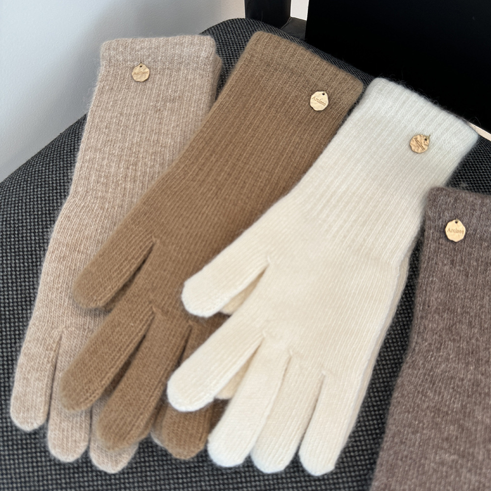 Gants Simple Series Daily Letter Couleur Unie En Laine Et Polyester Mélangés, Collection Daily Letter h5Image3