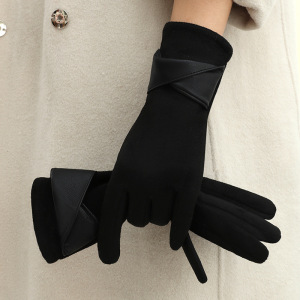 Gants En Daim Torsadé Élégants Unis De La Série Simple h5 