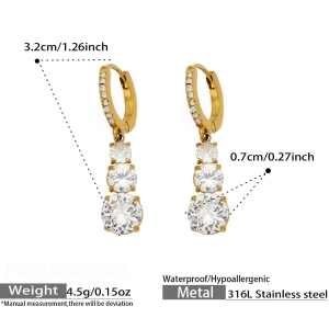 Boucles D'Oreilles Pendantes Pour Femmes, En Acier Inoxydable Étanche, Couleur Or, Ornées De Zircon, Collection Luxueuse h5 