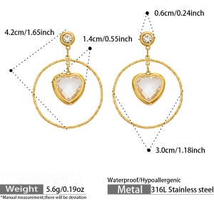 Boucles D'Oreilles Pendantes Pour Femme, Collection Romantique, En Verre Doux, En Acier Inoxydable Étanche, Couleur Or Et Zircon. h5 
