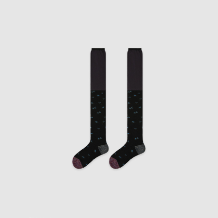Chaussettes Mi-Mollet À Rayures Rétro Légèrement Rebondissantes Et À Petits Motifs Floraux Contrastés 2