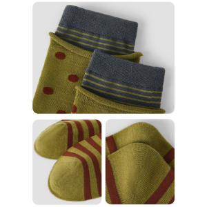 Chaussettes Mi-Mollet À Rayures Rétro Et Pois, Couleurs Contrastées h5 Image3