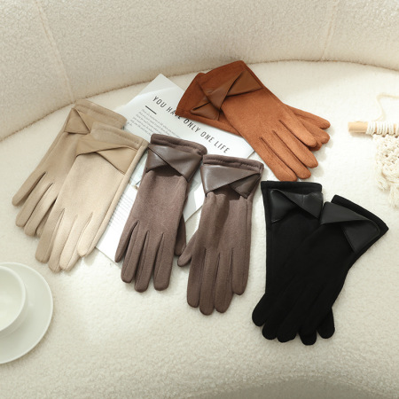 Gants En Daim Torsadé Élégants Unis De La Série Simple 2