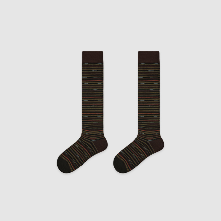 Chaussettes Mi-Mollet À Rayures Rétro, Carreaux Et Petits Motifs Floraux.
