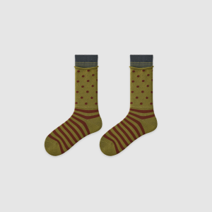Chaussettes Mi-Mollet À Rayures Rétro Et Pois, Couleurs Contrastées h5 Image2