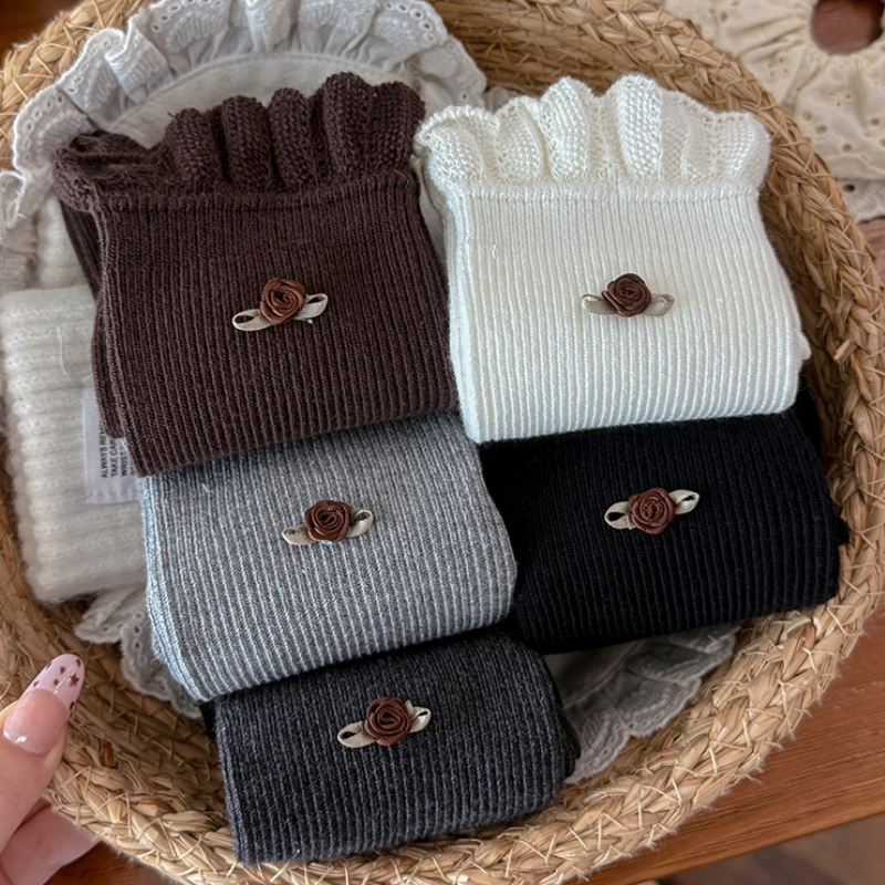 Chaussettes Mi-Mollet Élégantes Unies Pour Femmes h5Image2