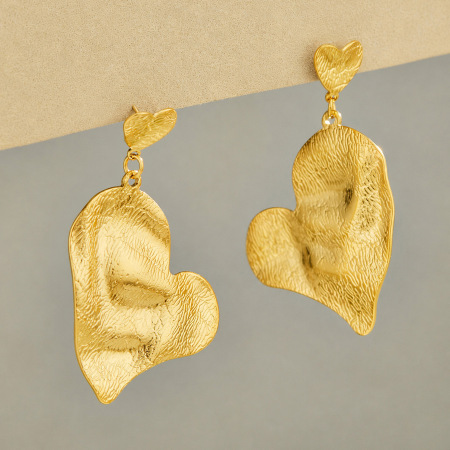 Boucles D'Oreilles Pendantes Pour Femme, Motif Marteau En Forme De Cœur, En Acier Inoxydable Étanche, Couleur Or 2