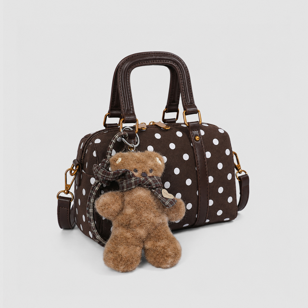 Sac Boston Femme En Tissu À Pois Style Décontracté Image2