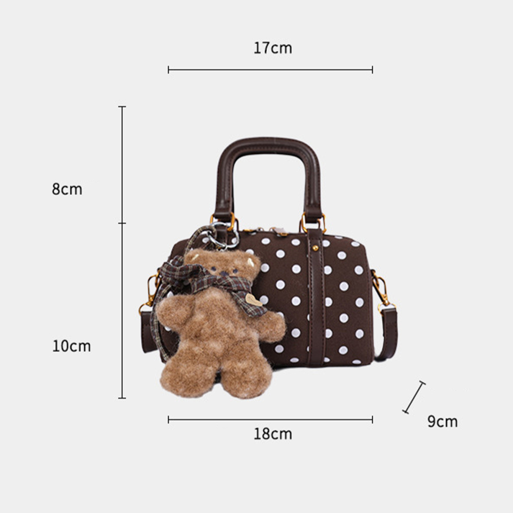 Sac Boston Femme En Tissu À Pois Style Décontracté Image4