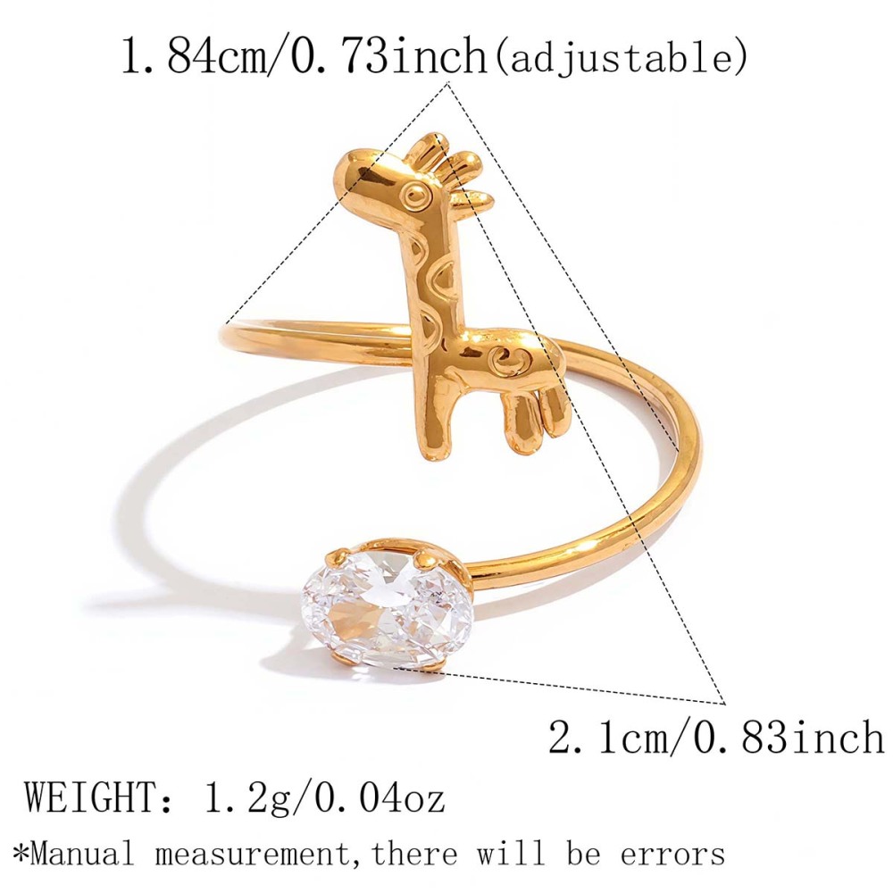 Bagues Simple Series Daily Animal En Acier Inoxydable Étanche Couleur Or Avec Zircon