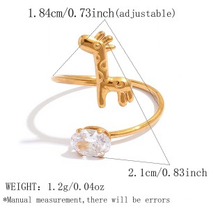 Bagues Simple Series Daily Animal En Acier Inoxydable Étanche Couleur Or Avec Zircon h5
