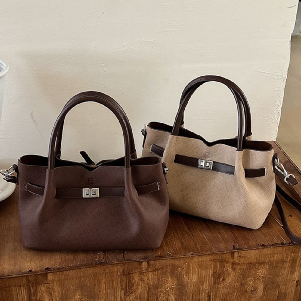 Sac Cabas Pour Femme En Tissu Multicolore Et Détails Métalliques, Style Parisien Chic h5Image3