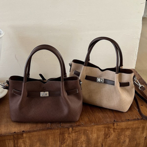 Sac Cabas Pour Femme En Tissu Multicolore Et Détails Métalliques, Style Parisien Chic h5 Image3