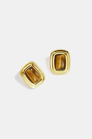 Boucles D'Oreilles Puces Rectangulaires En Acier Inoxydable, Style Simple Et Quotidien, Collection Bijoux Pour Femmes h5 