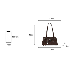 Sacs À Bandoulière Femme En Pu Uni, Style Décontracté, Avec Détails Métalliques h5 Image7