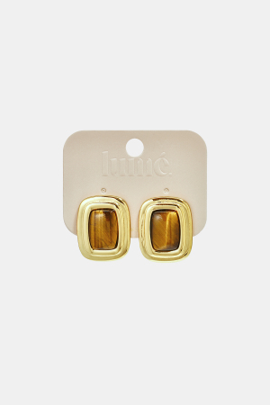 Boucles D'Oreilles Puces Rectangulaires En Acier Inoxydable, Style Simple Et Quotidien, Collection Bijoux Pour Femmes h5 Image3