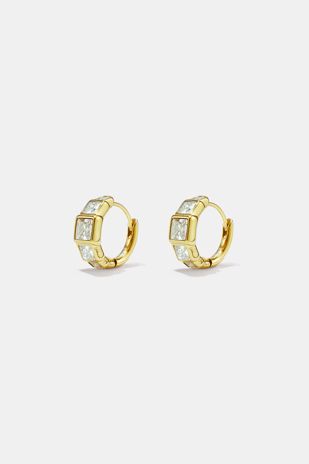 Boucles D'Oreilles Créoles Rectangulaires En Acier Inoxydable, Style Simple Et Quotidien, Collection Bijoux Pour Femmes 