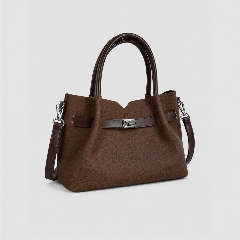 Sac Cabas Pour Femme En Tissu Multicolore Et Détails Métalliques, Style Parisien Chic h5Image2