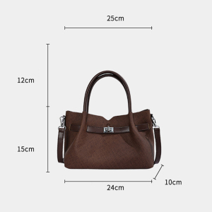 Sac Cabas Pour Femme En Tissu Multicolore Et Détails Métalliques, Style Parisien Chic h5 Image5