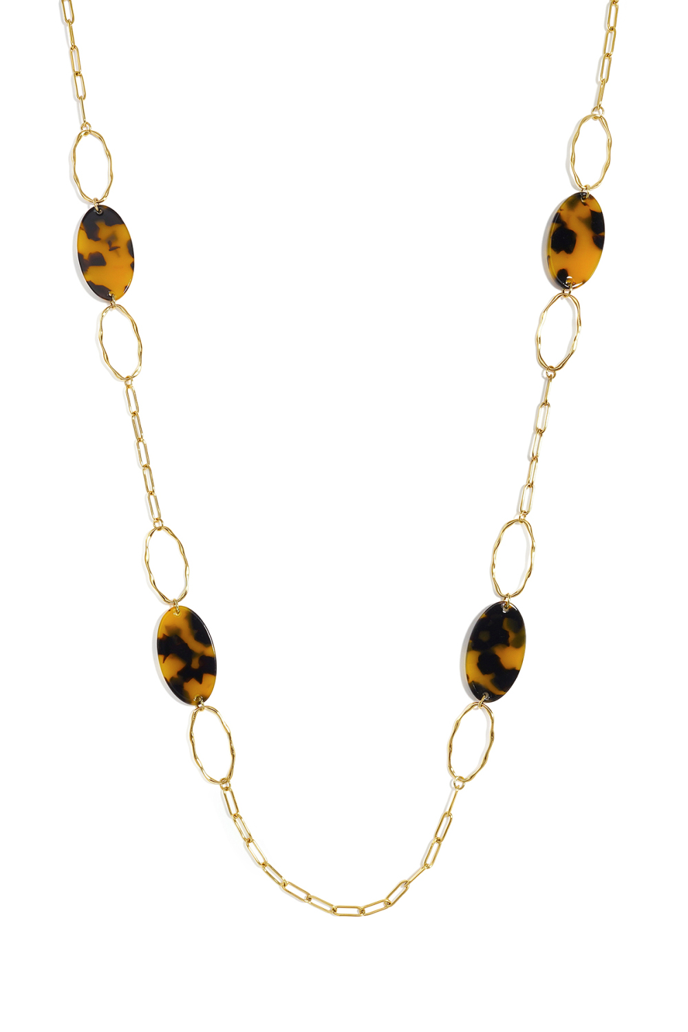 Collier Long En Acier Inoxydable, Forme Elliptique, Collection Simple Et Décontractée Pour Femme 