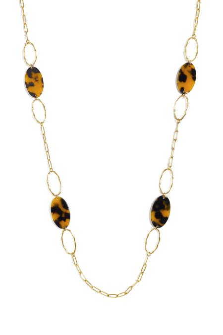 Collier Long En Acier Inoxydable, Forme Elliptique, Collection Simple Et Décontractée Pour Femme