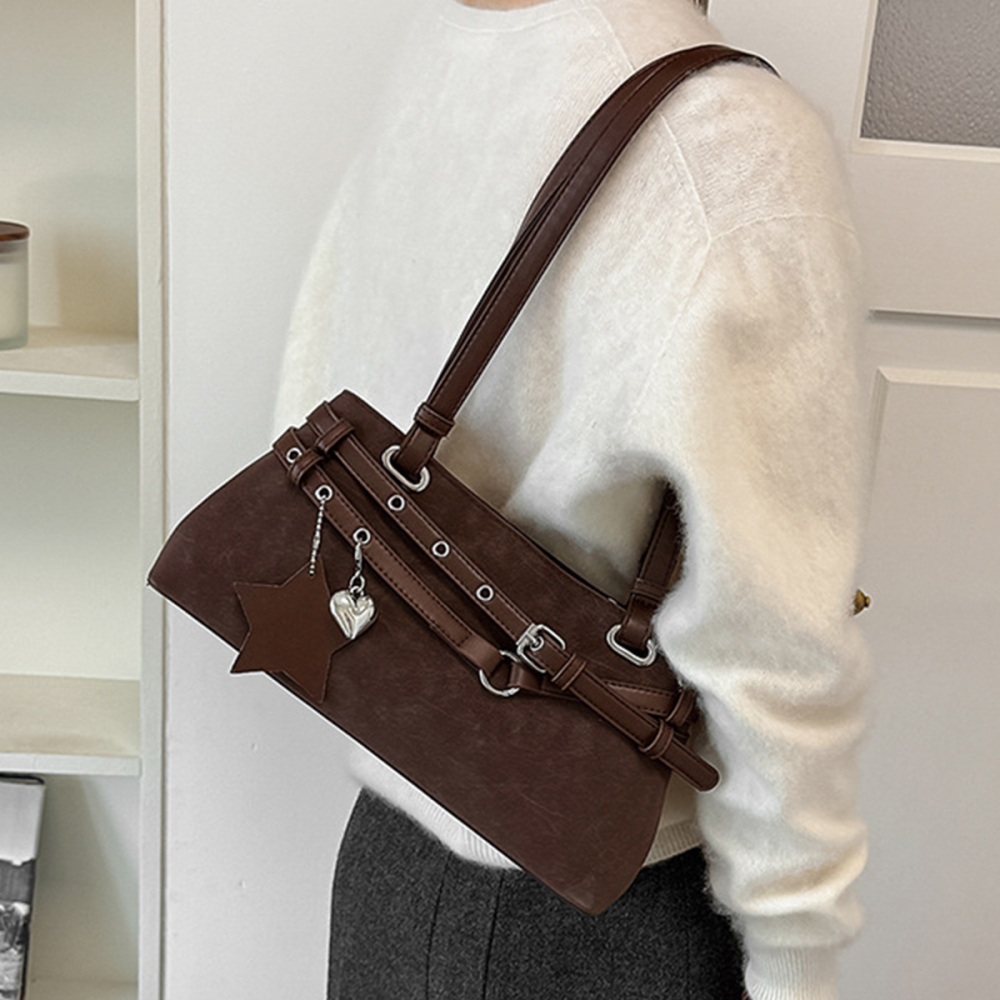 Sacs À Bandoulière Femme En Pu Uni, Style Décontracté, Avec Détails Métalliques Image6