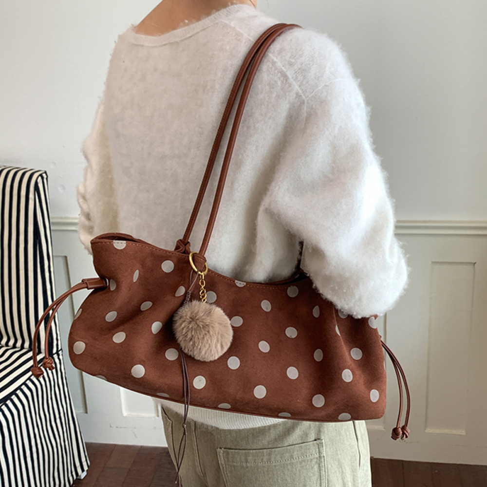 Sacs À Bandoulière Femme En Imitation Daim À Pois, Style Décontracté h5Image5
