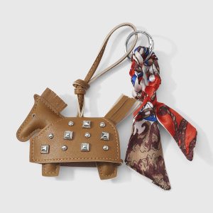 1 Pièce De Cuir Rivet Poney Foulard En Soie Noué Porte-Clés h5 