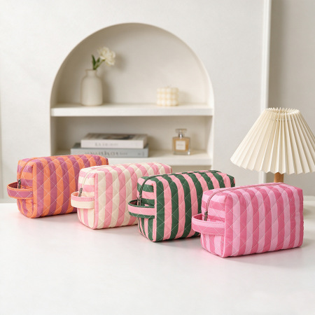 Trousses À Maquillage Simple Series Daily Stripe En Polyester Multicolores