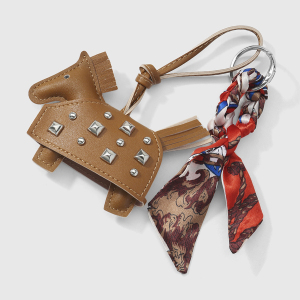 1 Pièce De Cuir Rivet Poney Foulard En Soie Noué Porte-Clés h5 Image11