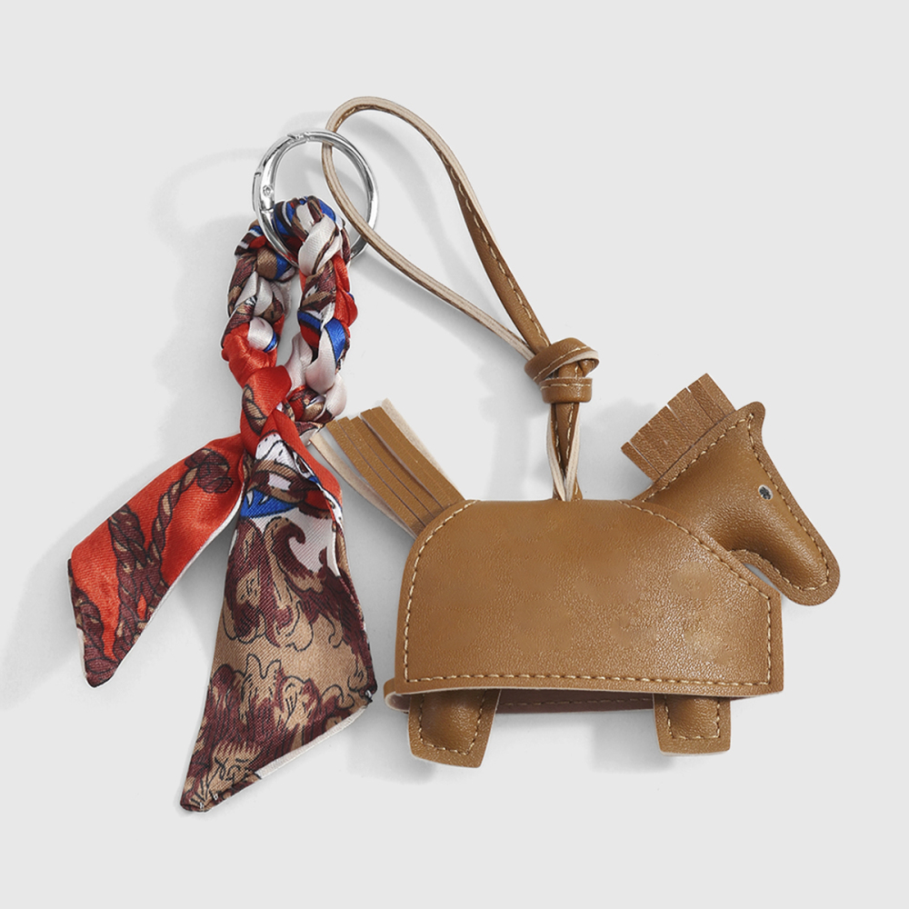 1 Pièce De Cuir Rivet Poney Foulard En Soie Noué Porte-Clés Image12