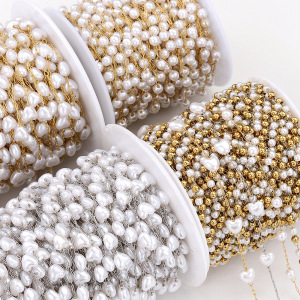 Chaîne De Perles Diy Simple En Acier Inoxydable Imperméable Couleur Or h5 Image2