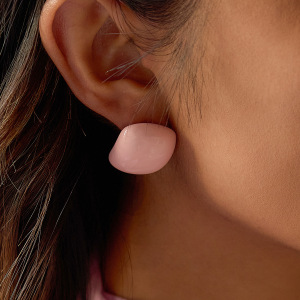 Boucles D'Oreilles Puces Pour Femmes, Collection Simple, Couleur Unie, En Acier Inoxydable Étanche, Couleur Or. h5 Image3
