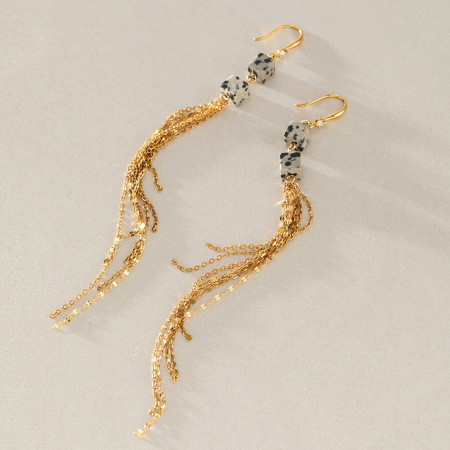 Boucles D'Oreilles Pendantes Pour Femme, Style Rétro, À Pompons, En Acier Inoxydable, Étanches, Couleur Or, Collection Luxious.