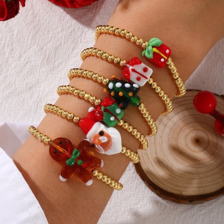 Bracelets De Perles De Noël Mignons Et Simples, Couleur Cuivre Et Or, Pour Femmes