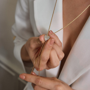 Colliers Ajustables Pour Femmes En Acier Inoxydable, Couleur Or, Avec Zircon Et Motif Cœur h5 Image2