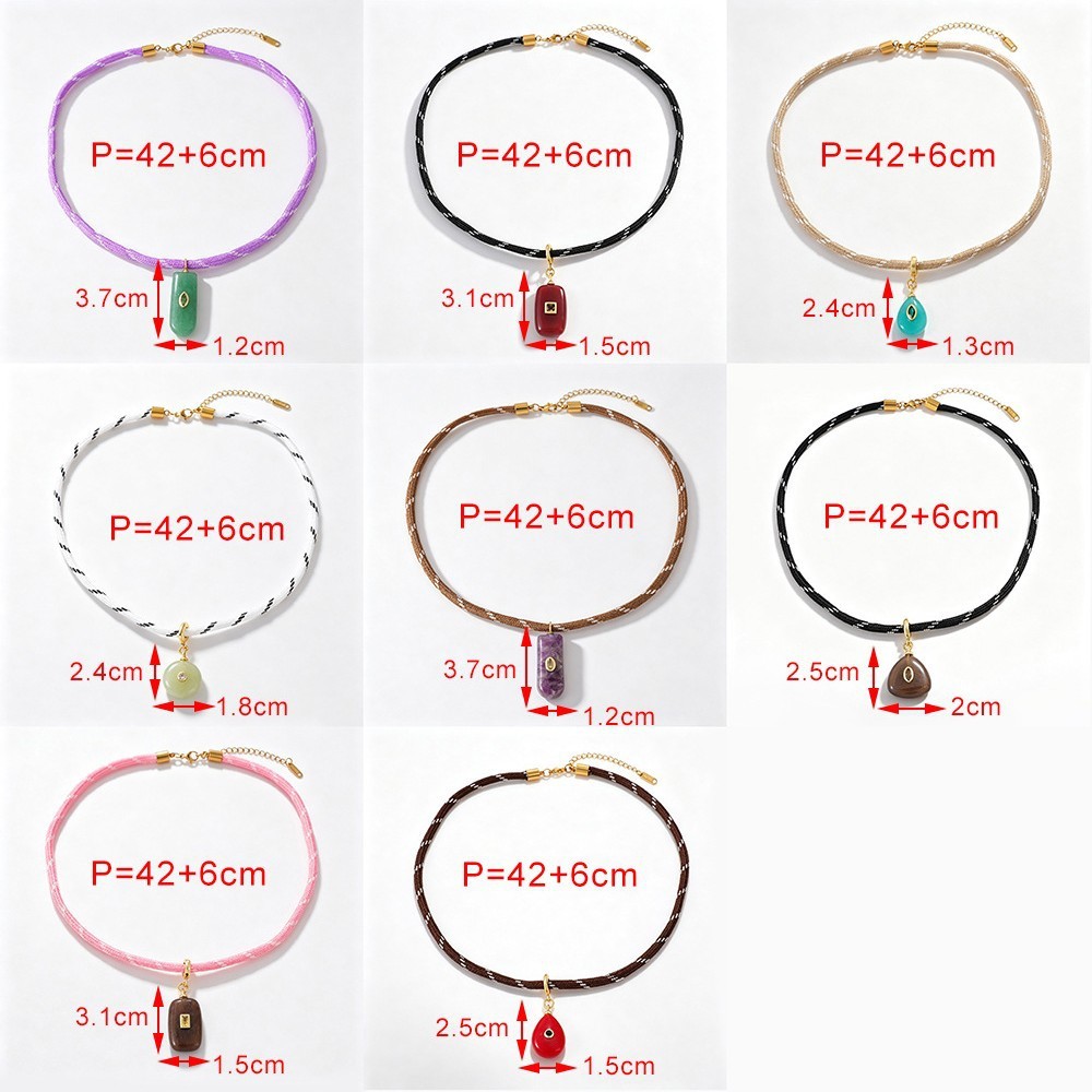 Colliers Pendentifs Pour Femmes, Collection Rétro Classique, Forme Rectangulaire Et Pierres Naturelles Image4