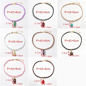 Colliers Pendentifs Pour Femmes, Collection Rétro Classique, Forme Rectangulaire Et Pierres Naturelles h5 Image4