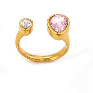 Bagues Pour Femmes En Acier Inoxydable Doré, Étanches, De Forme Irrégulière Et De Couleur Zircon, Ornées De Zircon, Collection Luxueuse. h5 Image5
