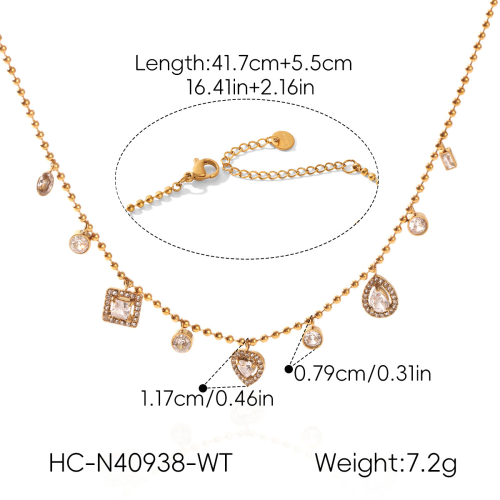 Colliers Pendentifs Pour Femmes En Forme De Cœur, En Acier Inoxydable Étanche, Couleur Or Et Zircon. Image2
