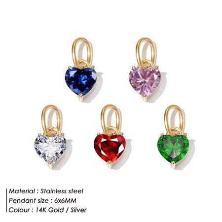 Pendentifs Pour Femmes En Forme De Cœur, En Acier Inoxydable Étanche, Couleur Or Et Zircon, De La Série Simple À Faire Soi-Même 2