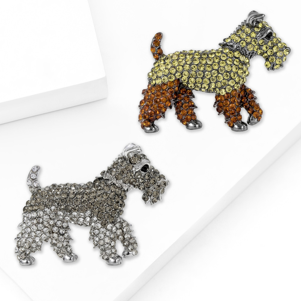 Broches Luxueuses En Métal Et Strass, Représentant Un Adorable Chiot Aux Couleurs Assorties. h5Image4